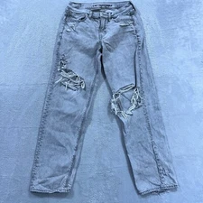 American Eagle 90s Striaght Jeans Womens 6 Distressed Gray Y2K