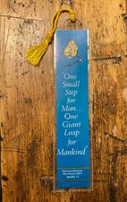 Vtg 1969 Apollo 11 "One Small Step" Moon Landing Laminated Bookmark RARE 70s!
