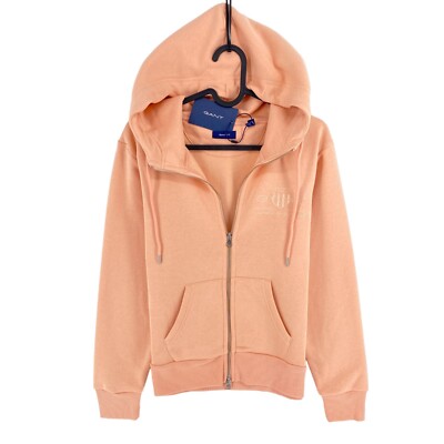 GANT Pink Orange Tonal Archive Shield Zip Hoodie Sweater