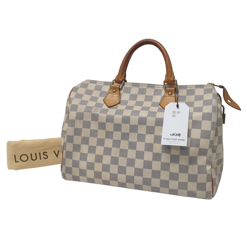 Authentic Louis Vuitton Speedy 30 Damier Azur N41533 Dust Bag No Two Keys CLA308