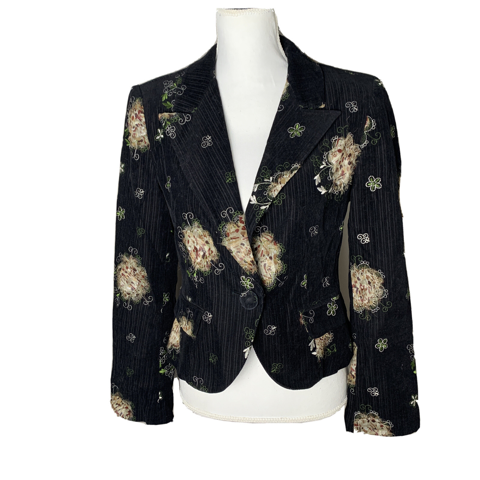 Boho Chic Jacket Blazer Patchwork Jacquard Black … - image 1