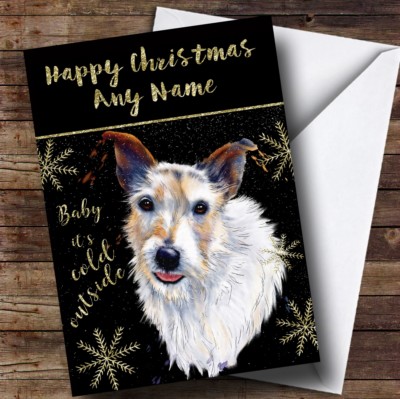 Personalisierte Weihnachtskarte Cold Outside Snow Hund Jack Russell