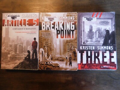 Lot of 3 Kristen Simmons Books Article 5, Breaking Point, Three, Teen Sci-fi