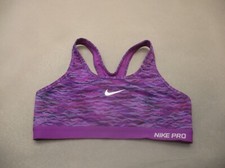 NIKE DRI-FIT PRO Size L Womens Unlined Wireless Pull On Racer Back Sports Bra 9M