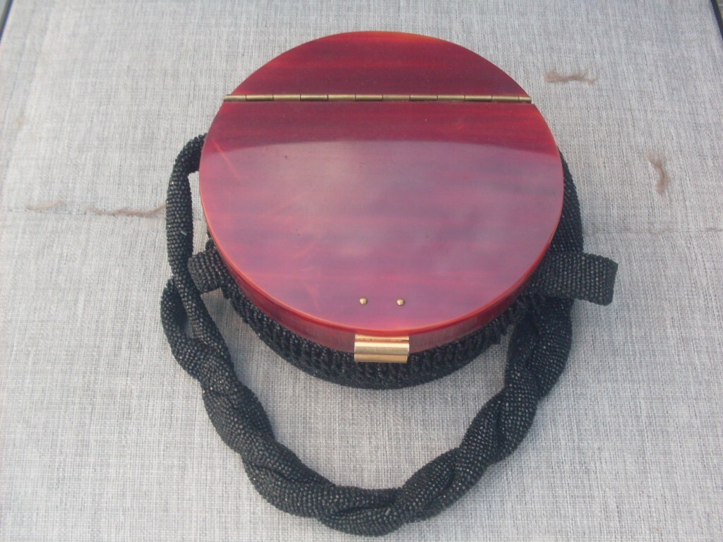 1930's-40's Carved Bakelite/Lucite Mahogany color… - image 1