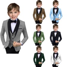 Boys Suit 3 Piece Ring Bearer Suit Boys Formal Jacket Vest Pants Suits Wedding