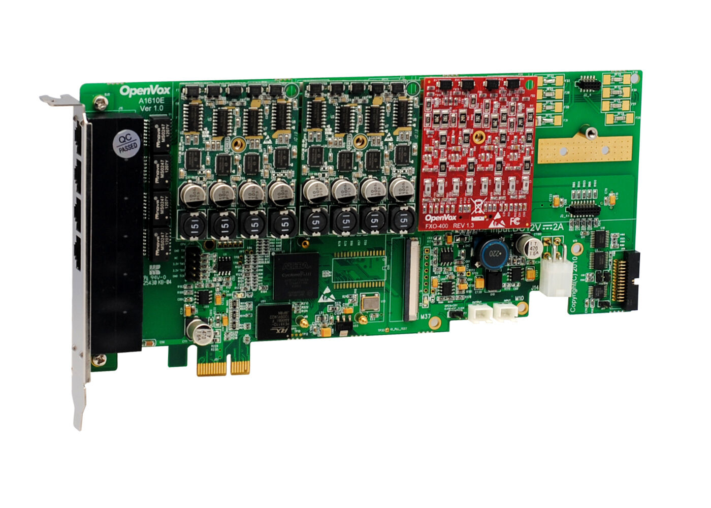 OpenVox A1610E21 16 Port Analog PCI-E card base board + 2 FXS + 1 FXO