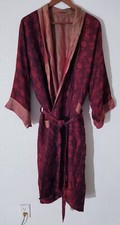 Medium M Red Silk Satin Shawl Lapel ROBE Jacket Coat Embroidery Chinese kimono