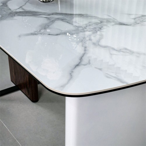 Rectangular Marble Dining Table Luxury Family Dinner Tables Kitchen Living Room - Picture 16 of 16