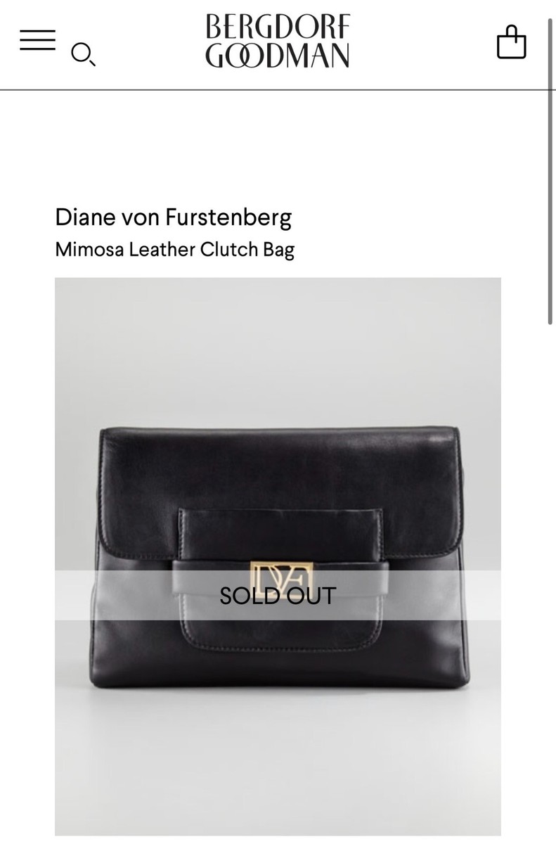 Diane Von Furstenberg DVF Mimosa Leather Clutch Bag- black Diane Von Furstenberg DVF Mimosa Leather Clutch Bag- black