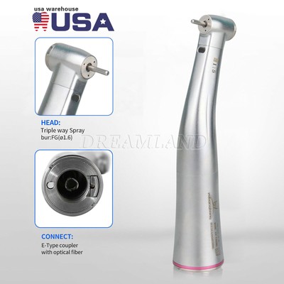 Dental 1:5 Electric Fiber Optic Contra Angle LED Handpiece Red Ring For NSK F3
