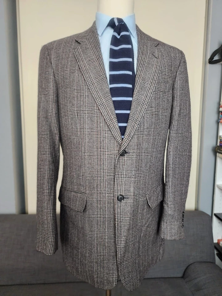 Abrigo deportivo a cuadros de cachemir de lana de cordero Alan Riverer. Talla 42" Foto 4 de 4