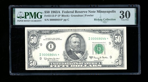 DBR 1963-A $50 FRN Minneapolis STAR Fr. 2113-I* PMG 30 Serial I00068644*