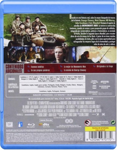 Monuments Men Blu-ray REGION.A-B ( 25 Junio 2014 descatalogado) George Clooney, - Imagen 2 de 2