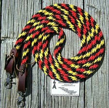 6' 7' 8' 9' Reins Loop Rope Roping Rein Barrel Race Pony Single red yellow black