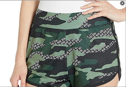 BEBE Sport firma Vita Alta Mimetico Verde Stampata Pantaloncini Taglia  Media Larga Banda | eBay