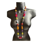 Vintage Speckled Faceted Acrylic Bead Necklace Costume Jewelry Multi Colored
