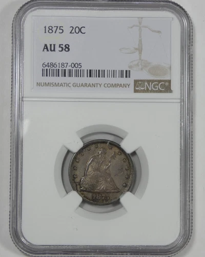 1875 Twenty Cent Piece CERTIFIED NGC AU 58 Silver 20-Cents ~ FREE Priority Ship
