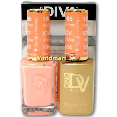 DND DIVA Gel Nail Polish 0.5oz LED/UV Color Gel Duo DV186- Peach