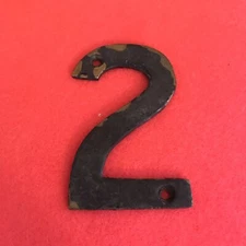 vintage distressed metal house number 2 measures 3" X 2"
