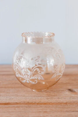 Globe en Verre Tulipe Sérigraphié Vintage Transparent Fumé de Remplacement - Photo 1/4
