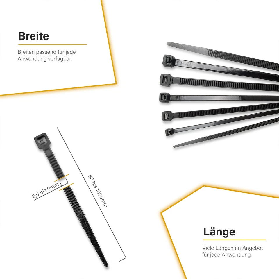 Profi Kabelbinder 100/500/1000/5000 Stk. Schwarz UV-Beständig Extrem Zugfest - Bild 4 von 4