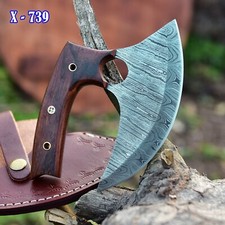Alaskan Ulu Knife W/Sheath FORGED 6.5&rdquo;fixed Blade Damascus Steel Pizza Cutter
