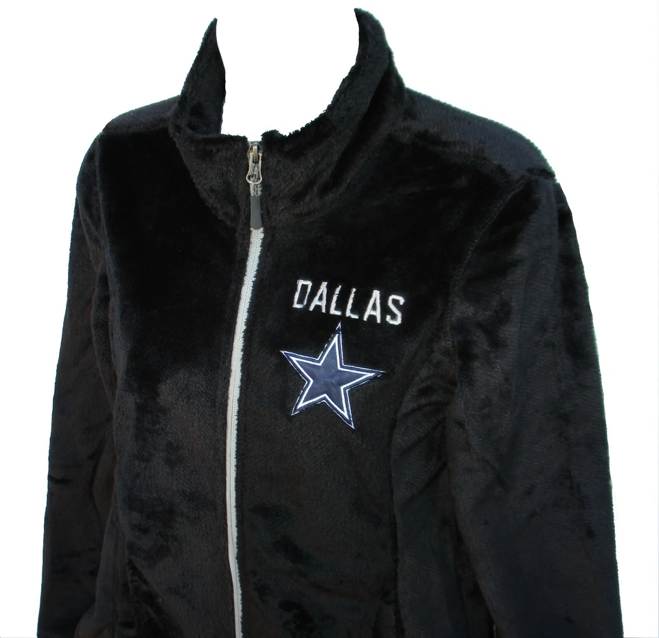 Dallas Cowboys Women's Full Zip Faux Fur Jacket - Black - Image 3 of 4