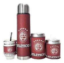CLUB ATLETICO LANUS - SET MATE - Mate + Bombilla + Azúcar + Termo Yerbera