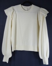 NEW Ulla Johnson white puffy sleeve sweater Size L #S4604