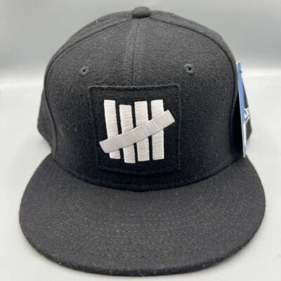 Undefeated Hat Men 7 5/8 Black 59Fifty New Era Fitted Cap New Wool Blend