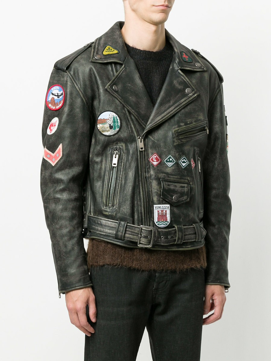 New Diesel L-AGO-ED Biker Patch Leather Jacket S M L coat New Diesel L-AGO-ED Biker Patch Leather Jacket S M L coat