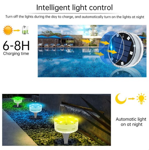 RGB LED Solar Swimming Pool Light Colorful Underwater Lighting Submersible Lamp - Picture 3 of 8