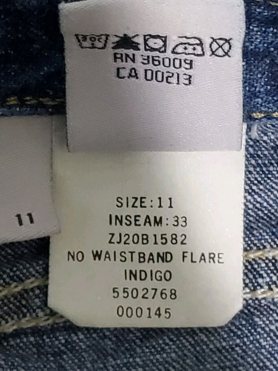 Calvin Klein Jeans Size 11 Flare No Waistband Tall Mid Rise 34X 33 100% Cotton thumbnail 6