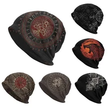 Beanie Hat Vikings Ragnar Tree Viking Cap Lothbrok Triquetra Thor Helm Of Awe✨