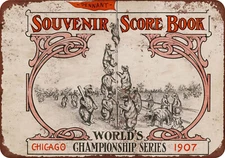 1907 Chicago Cubs Tigers World series Reproduction Metal Sign 8 x 12