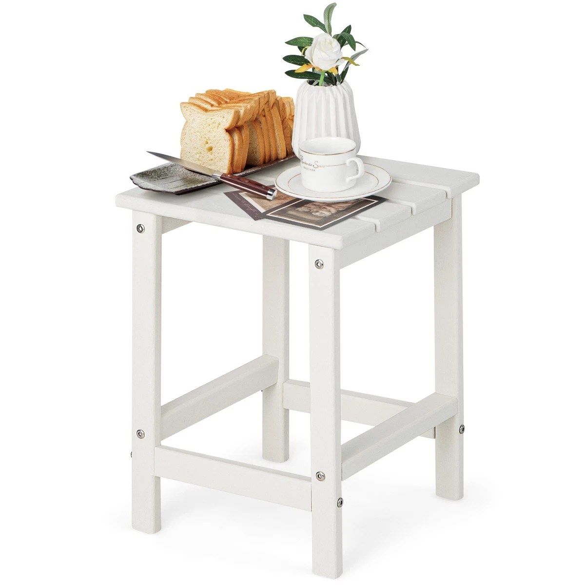 Side Table Solid Indoor Outdoor Garden Patio HDPE Adirondack Square End Table