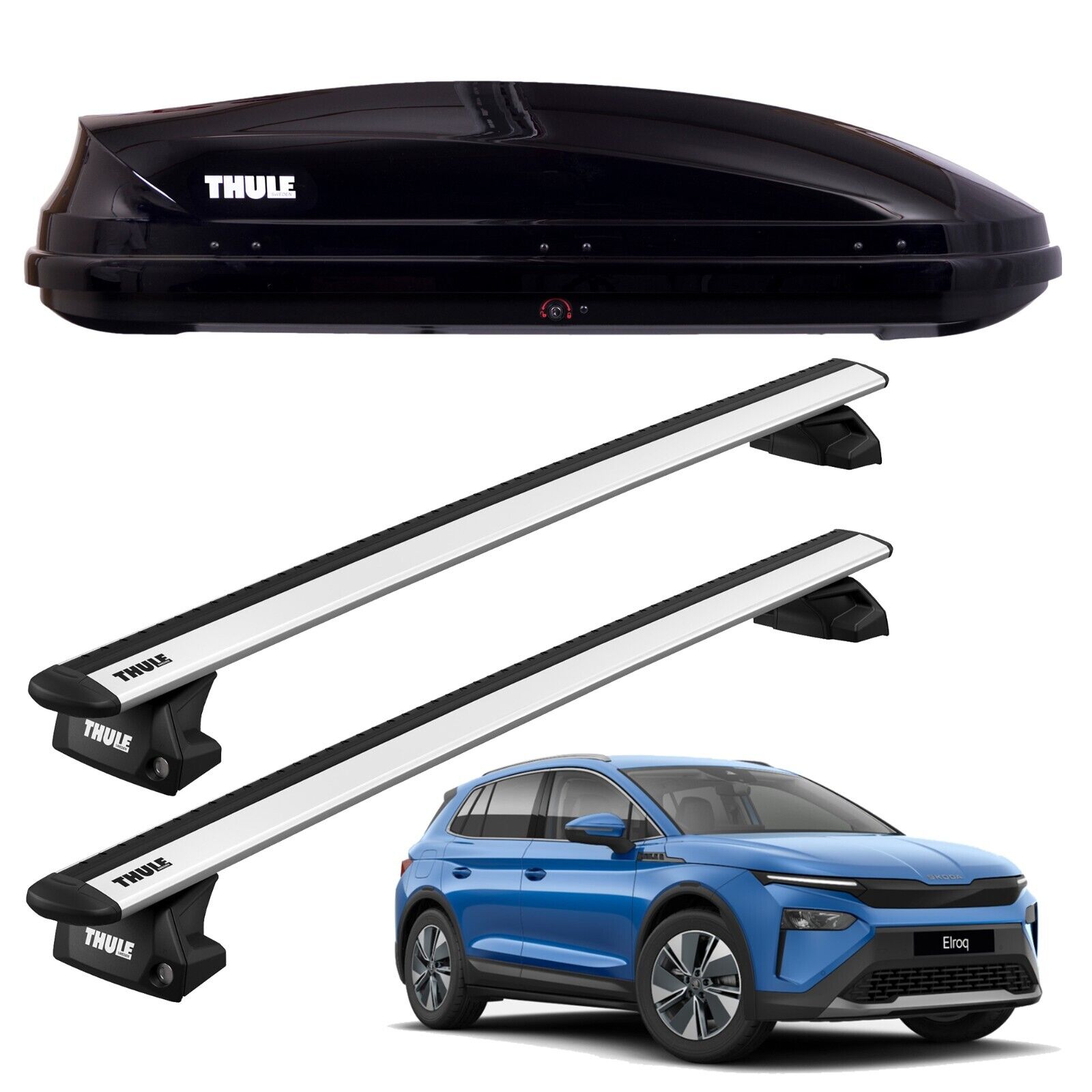 Thule Roof Rack WingBars & 450L Top Box Cargo Carrier, Skoda Elroq 2025+on