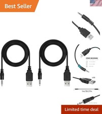 3.3ft 3.5mm AUX to USB 2.0 Audio Cables, 2-Pack for Charging Data Transfer
