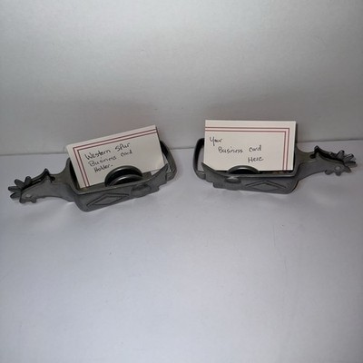 Pair of Spinning Western Spurs Business Card Holders with Felt Bottom