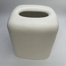 NOS Vintage Porcelain Tissue Box Holder Matte Cream White Bathroom/living Room