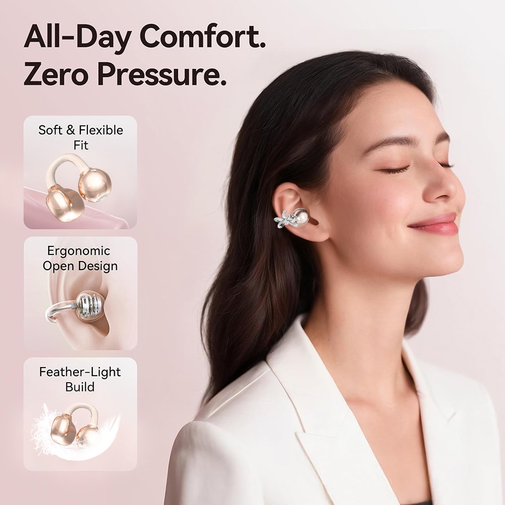 Ear Clip Wireless Sports Bluetooth Earphones With Butterfly Buckle Diamond HOT