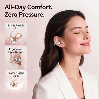 Ear Clip Wireless Sports Bluetooth Earphones With Butterfly Buckle Diamond HOT