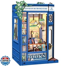 CUTEBEE DIY Book Nook Kit, Miniature House Kits for Adult and Tee