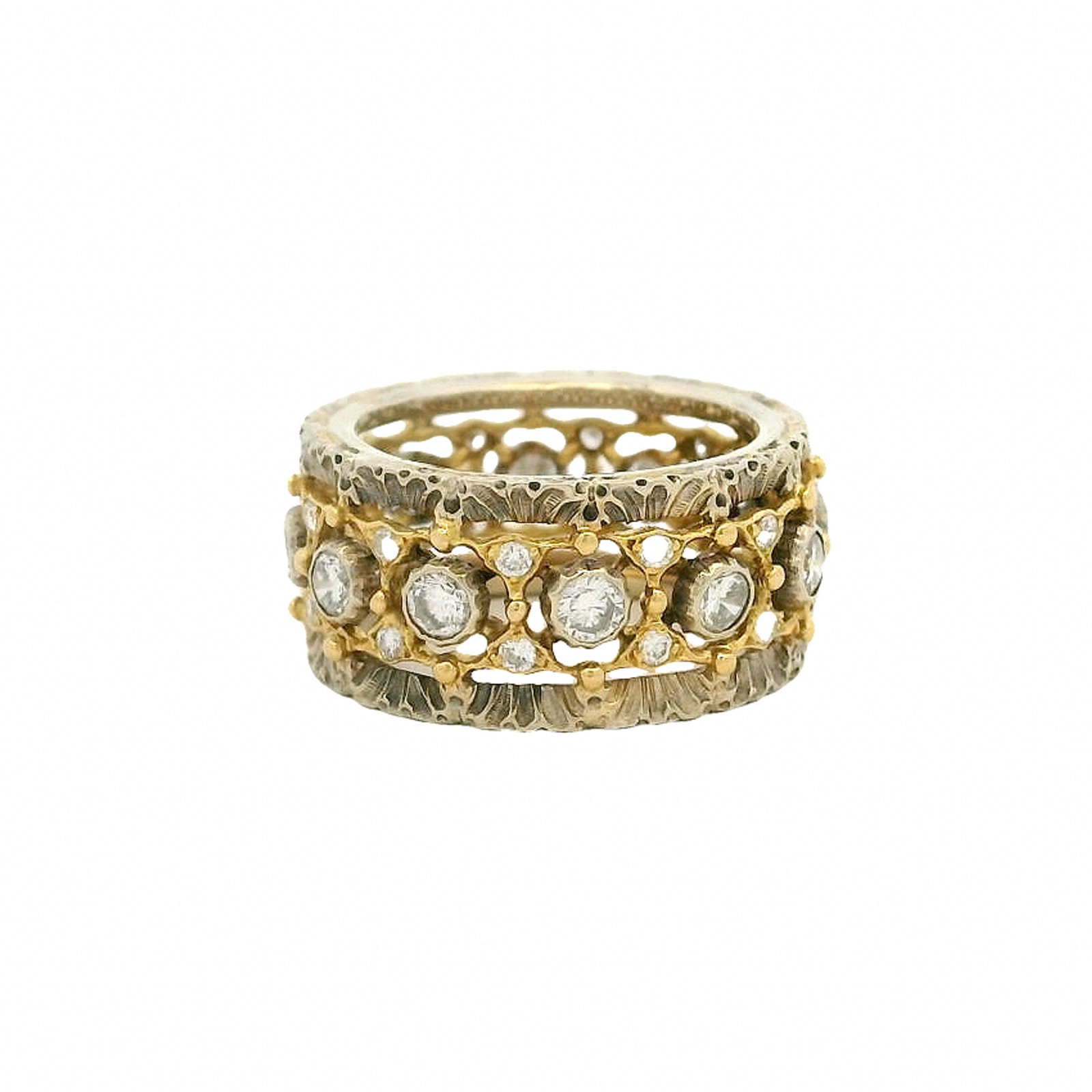 BUCCELLATI Retired 18kt Gold Rombi Eternelle Diamond Eternity Band Ring Size 5