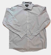 Paul Frederick Classic Fit Dress Shirt Men s 17.5x37 Blue Non Iron 2 Ply Cotton