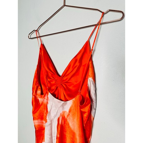 ALLSAINTS Alexia Marinana Kleid orange Satin Seide Mischung U-Ausschnitt Größe 10 - Bild 8 von 15
