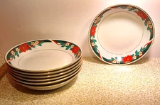 Tienshan DECK THE HALLS Coupe Soup Bowls SET OF SEVEN (7)