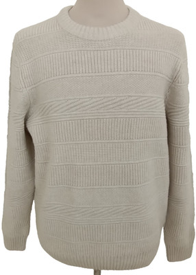 Marks & Spencer Men's Jumper Size L Ivory Round Neck Long Sleeve Used