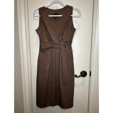 New York & Company Brown V-Neck Twist Front Sleeveless Sheath Dress Size 4